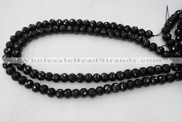 CAG5068 15.5 inches 8*10mm faceted rondelle black agate beads