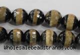 CAG5145 15 inches 10mm faceted round tibetan agate beads wholesale