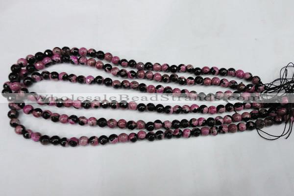 CAG5203 15 inches 6mm faceted round fire crackle agate beads