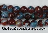 CAG5207 15 inches 8mm faceted round fire crackle agate beads