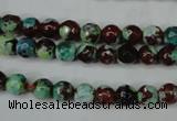 CAG5214 15 inches 6mm faceted round fire crackle agate beads