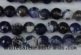 CAG5222 15 inches 8mm faceted round fire crackle agate beads