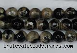 CAG5232 15 inches 10mm faceted round fire crackle agate beads