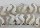 CAG5331 15.5 inches 12mm faceted round tibetan agate beads wholesale