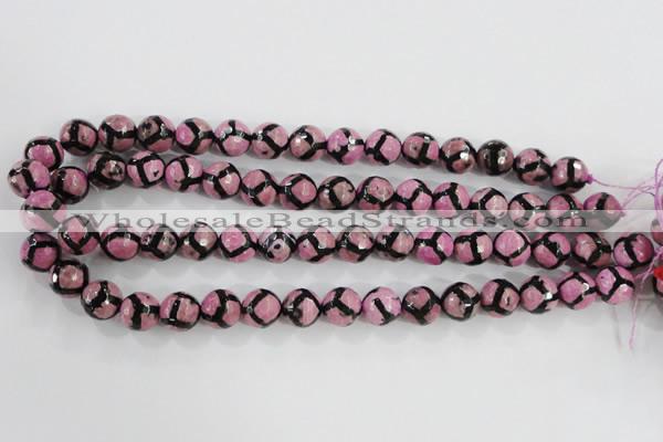 CAG5349 15.5 inches 12mm faceted round tibetan agate beads wholesale