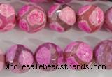 CAG5351 15.5 inches 14mm faceted round tibetan agate beads wholesale