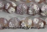 CAG5355 15.5 inches 14mm faceted round tibetan agate beads wholesale