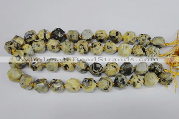 CAG5599 15 inches 15mm faceted nuggets agate gemstone beads