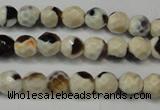 CAG5650 15 inches 4mm faceted round fire crackle agate beads