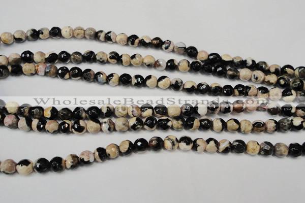 CAG5666 15 inches 6mm faceted round fire crackle agate beads