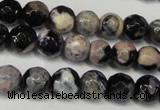 CAG5668 15 inches 6mm faceted round fire crackle agate beads