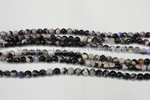 CAG5668 15 inches 6mm faceted round fire crackle agate beads