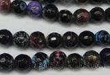 CAG5694 15 inches 8mm faceted round fire crackle agate beads