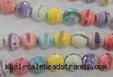 CAG5706 15 inches 8mm faceted round tibetan agate beads wholesale