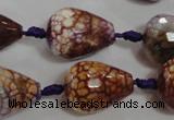 CAG5732 15 inches 15*20mm faceted teardrop fire crackle agate beads