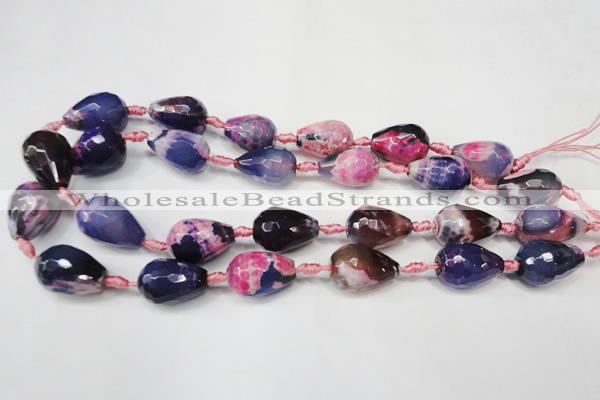 CAG5742 15 inches 15*20mm faceted teardrop fire crackle agate beads