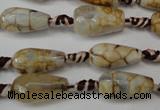 CAG5755 15 inches 8*16mm faceted teardrop fire crackle agate beads