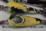 CAG5766 15 inches 15*40mm faceted teardrop fire crackle agate beads