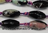 CAG5777 15 inches 10*20mm faceted rice fire crackle agate beads