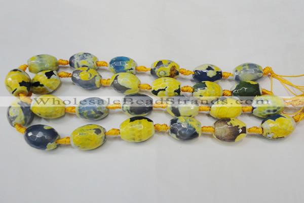 CAG5800 15 inches 15*20mm faceted rice fire crackle agate beads