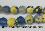 CAG5805 15 inches 10mm faceted round fire crackle agate beads