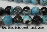 CAG5812 15 inches 10mm faceted round fire crackle agate beads