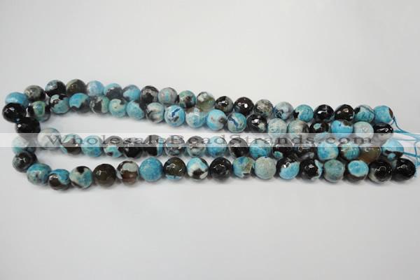 CAG5812 15 inches 10mm faceted round fire crackle agate beads