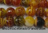 CAG5817 15 inches 10mm faceted round fire crackle agate beads