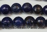 CAG5835 15 inches 12mm faceted round fire crackle agate beads