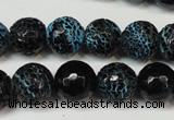 CAG5838 15 inches 12mm faceted round fire crackle agate beads