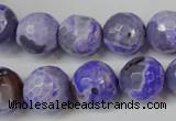 CAG5843 15 inches 14mm faceted round fire crackle agate beads