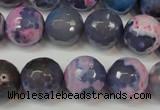 CAG5844 15 inches 14mm faceted round fire crackle agate beads