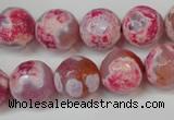 CAG5845 15 inches 14mm faceted round fire crackle agate beads