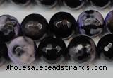 CAG5846 15 inches 14mm faceted round fire crackle agate beads