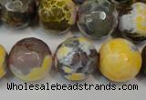 CAG5858 15 inches 16mm faceted round fire crackle agate beads