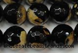 CAG5860 15 inches 16mm faceted round fire crackle agate beads