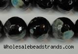 CAG5865 15 inches 16mm faceted round fire crackle agate beads