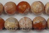 CAG5868 15 inches 16mm faceted round fire crackle agate beads