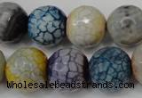 CAG5873 15 inches 16mm faceted round fire crackle agate beads