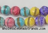 CAG5890 15 inches 10mm faceted round tibetan agate beads wholesale