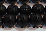 CAG6003 15.5 inches 10mm carved round matte black agate beads