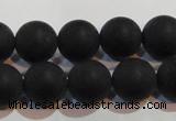 CAG6013 15.5 inches 10mm round matte black agate beads