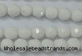 CAG6100 15.5 inches 4mm faceted round white agate gemstone beads