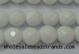 CAG6101 15.5 inches 6mm faceted round white agate gemstone beads