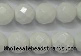 CAG6102 15.5 inches 8mm faceted round white agate gemstone beads