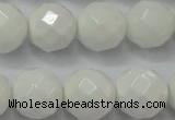 CAG6103 15.5 inches 10mm faceted round white agate gemstone beads