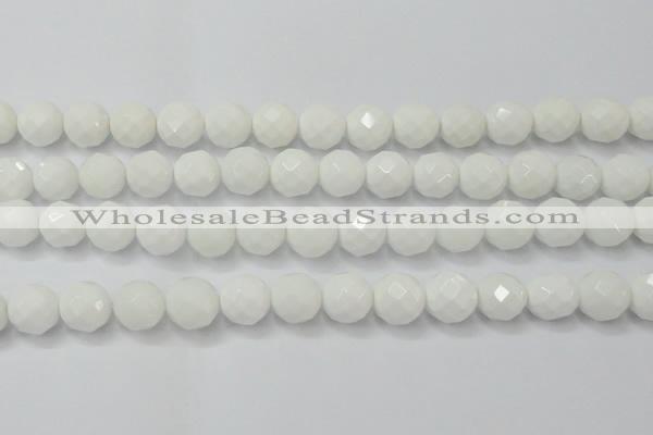 CAG6103 15.5 inches 10mm faceted round white agate gemstone beads