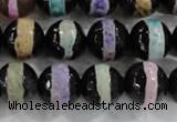 CAG6135 15 inches 8mm faceted round tibetan agate gemstone beads