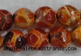 CAG6150 15 inches 10mm faceted round tibetan agate gemstone beads