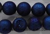 CAG6252 15 inches 8mm faceted round plated druzy agate beads